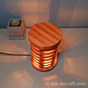 Cilinder holle houten lamp met dimmerschakelaar
